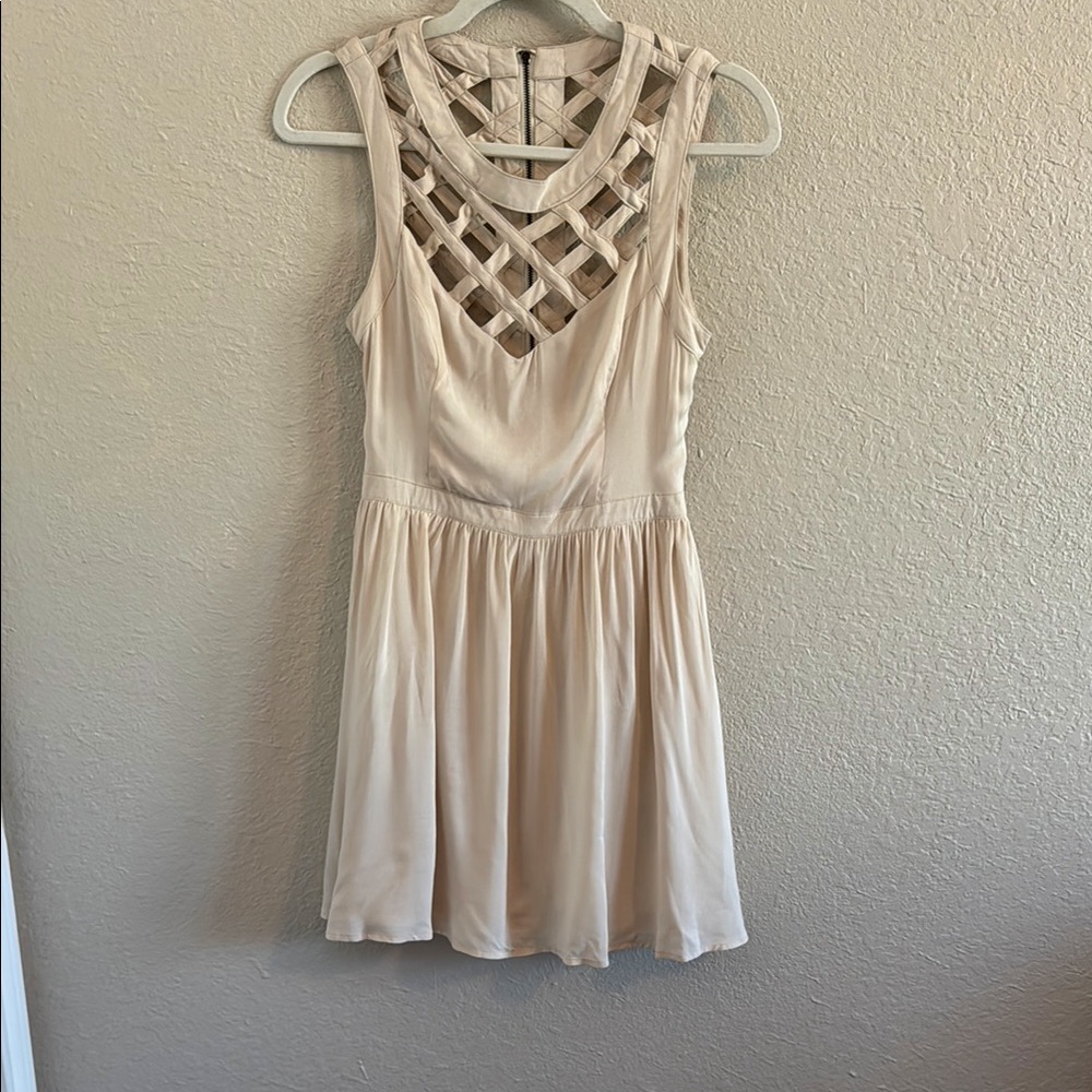 NWT Ark & Co Cream Sleeveless Dress with cutouts. Size S